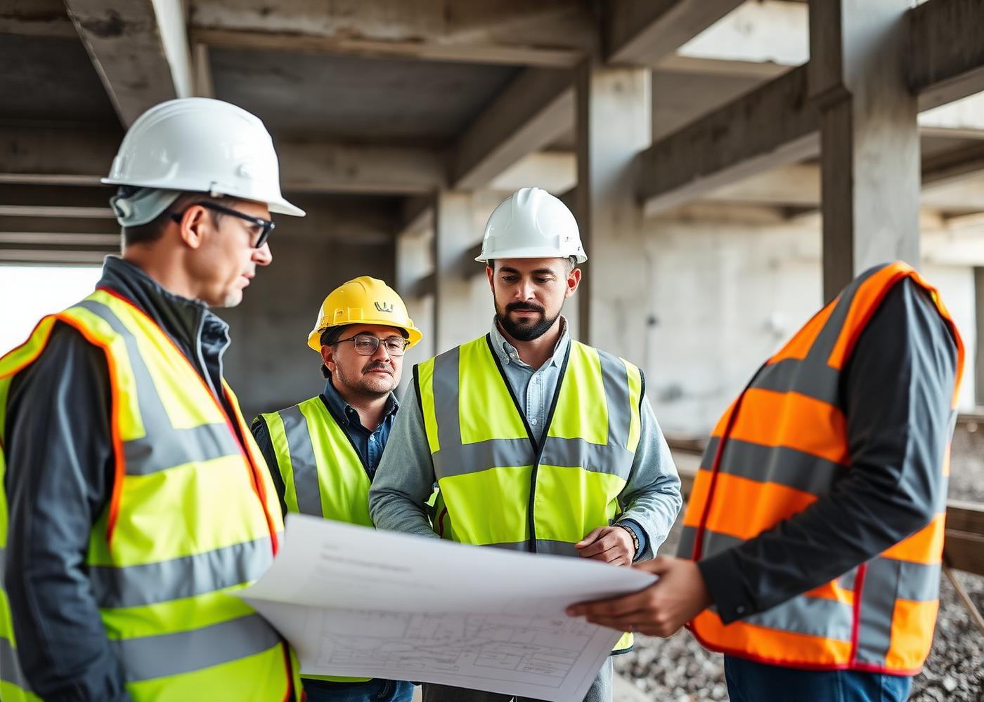 X Line Constructions engineering team coordinating on a construction site